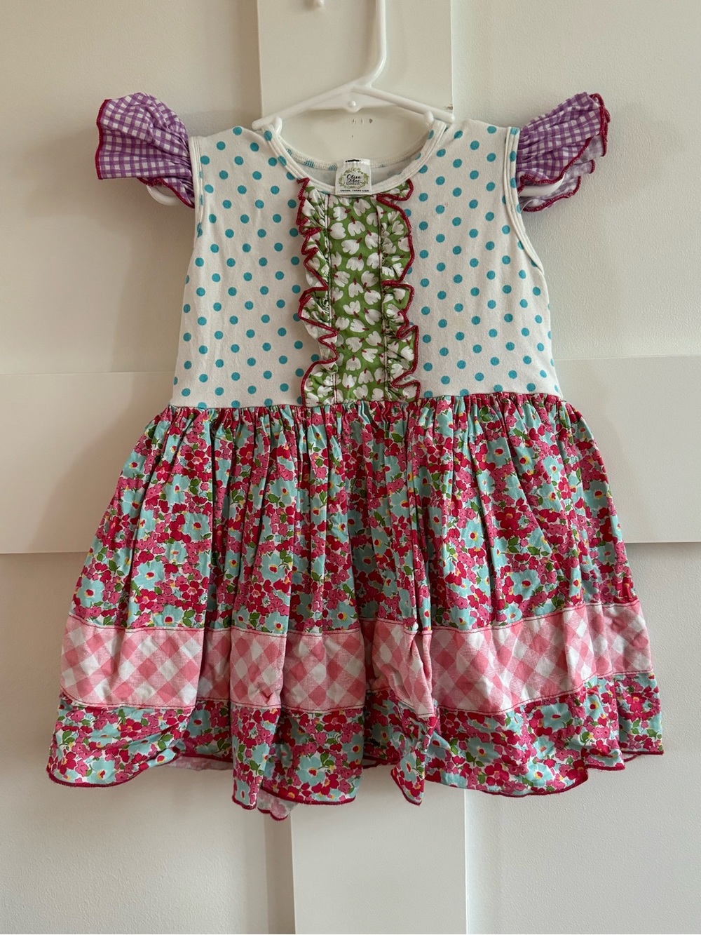 Olive Mae Clothing- Girls' Floral Patchwork Flutter Dress